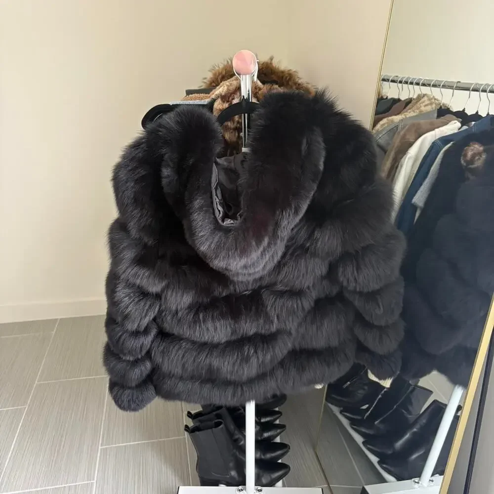 Real fur coat with hood - Picture 2 of 6